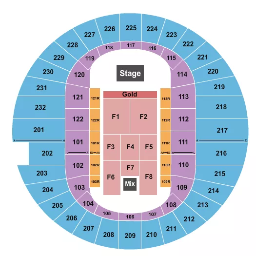 ENDSTAGE GOLD FRONT Seating Map Seating Chart