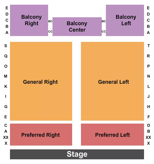 END STAGE Seating Map Seating Chart