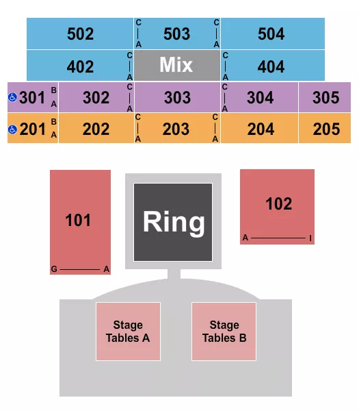 SOUND WAVES AT HARD ROCK HOTEL CASINO ATLANTIC CITY BOXING WITH STAGE TABLES Seating Map Seating Chart