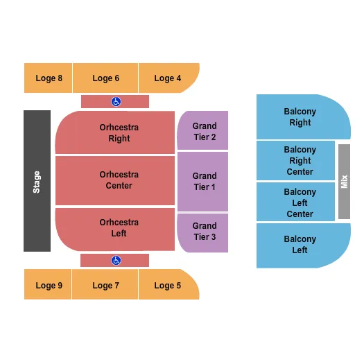 END STAGE Seating Map Seating Chart