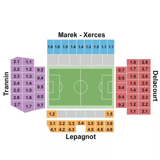 STADE BOLLAERT DELELIS SOCCER STATIC Seating Map Seating Chart