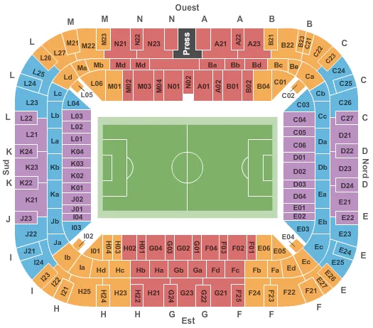 STADE PIERRE MAUROY SOCCER STATIC Seating Map Seating Chart