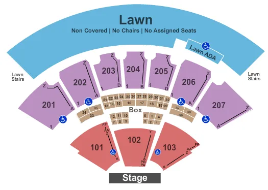 CASCADES AMPHITHEATER WA END STAGE Seating Map Seating Chart