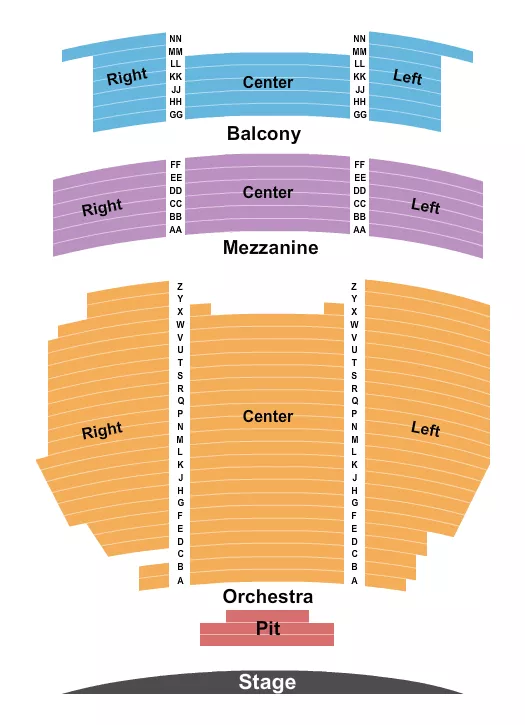 SUNRISE THEATER NC END STAGE Seating Map Seating Chart