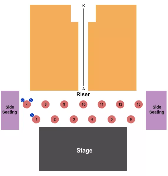 TEMPLE THEATER DES MOINES PERFORMING ARTS END STAGE 2 Seating Map Seating Chart