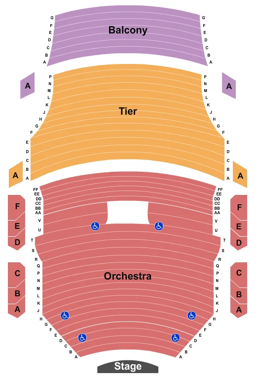 THE AIKEN THEATRE OLD NATIONAL EVENTS PLAZA END STAGE Seating Map Seating Chart