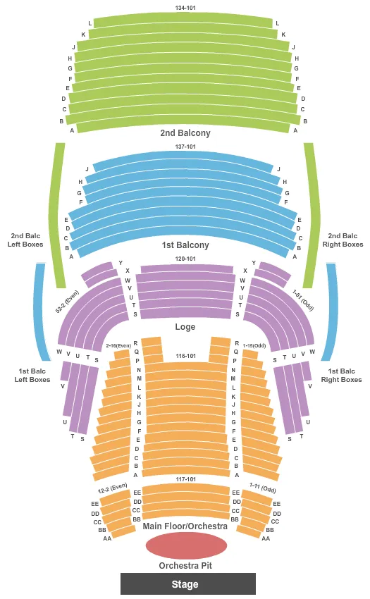 END STAGE Seating Map Seating Chart