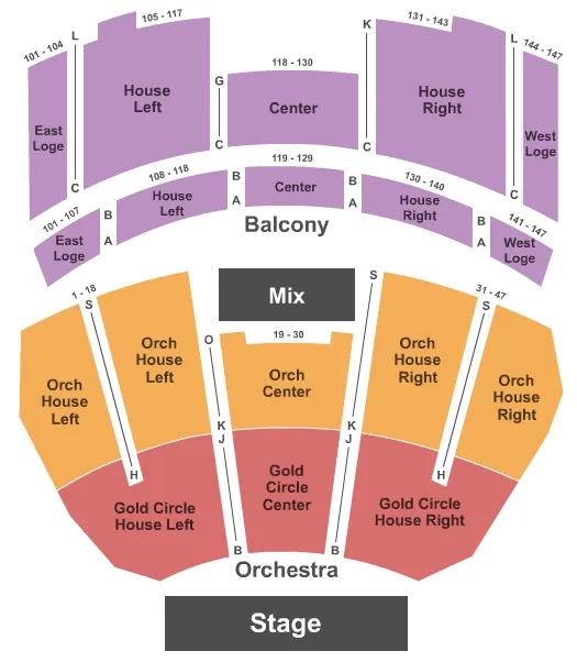 RESERVED W GOLD CIRCLE Seating Map Seating Chart