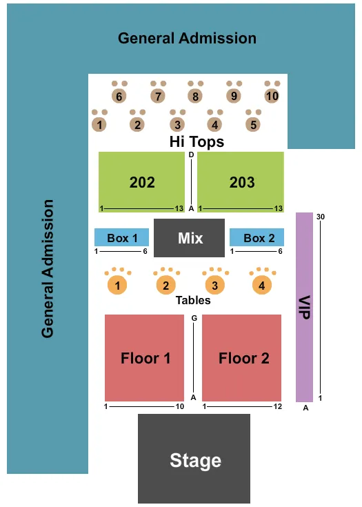 THE FILLMORE CHARLOTTE END STAGE Seating Map Seating Chart
