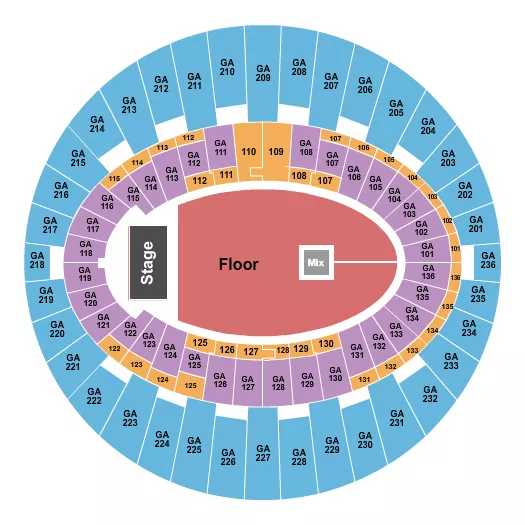 ENDSTAGE GA UPPER GA Seating Map Seating Chart