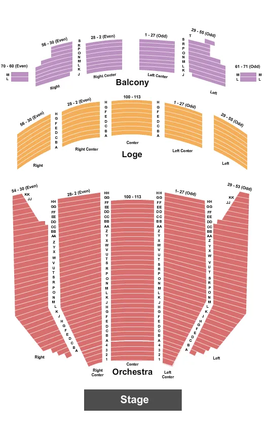END STAGE Seating Map Seating Chart