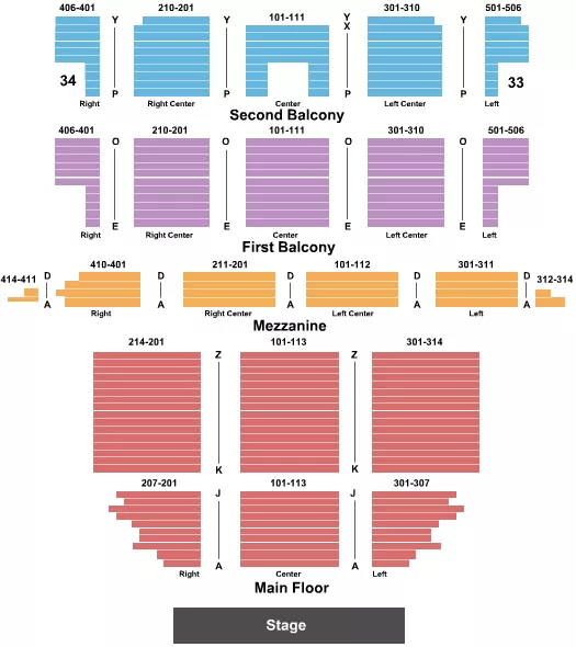 END STAGE Seating Map Seating Chart