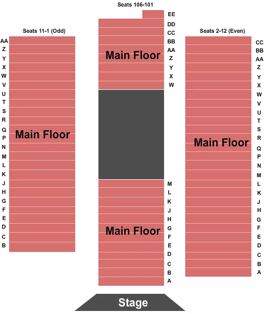 END STAGE Seating Map Seating Chart
