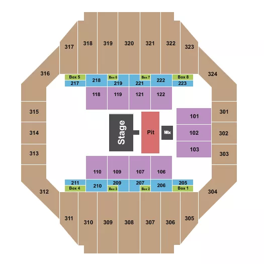 TONYS PIZZA EVENTS CENTER ENDSTAGE GA PIT Seating Map Seating Chart