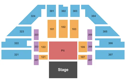 TONYS PIZZA EVENTS CENTER ENDSTAGE PIT Seating Map Seating Chart