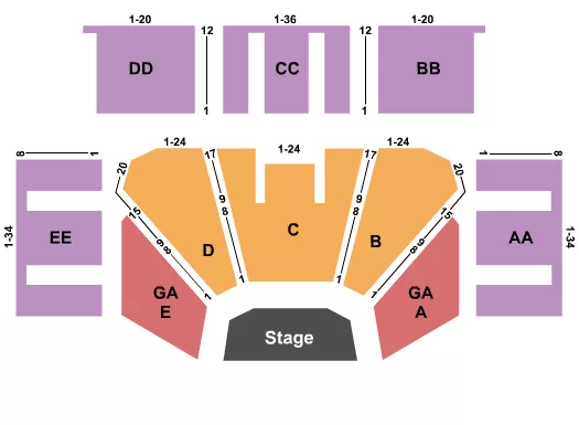 TREASURE ISLAND EVENT CENTER MN ENDSTAGE GA EA Seating Map Seating Chart