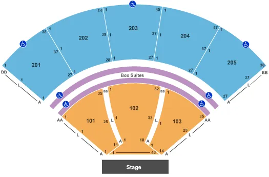 MERCEDES BENZ AMPHITHEATER END STAGE Seating Map Seating Chart