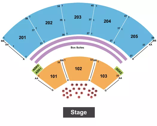 MERCEDES BENZ AMPHITHEATER ENDSTAGE TABLES Seating Map Seating Chart