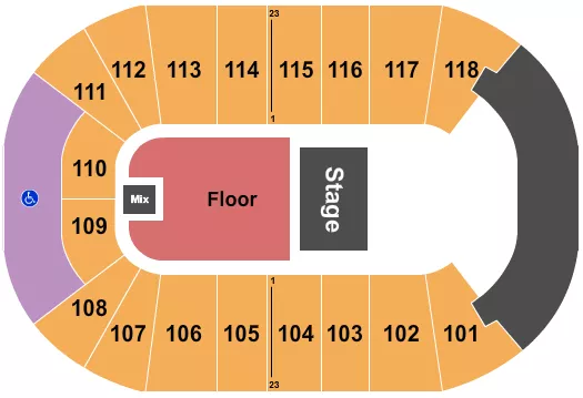 UBC DOUG MITCHELL THUNDERBIRD SPORTS CENTRE HALF HOUSE GA FLOOR 2 Seating Map Seating Chart