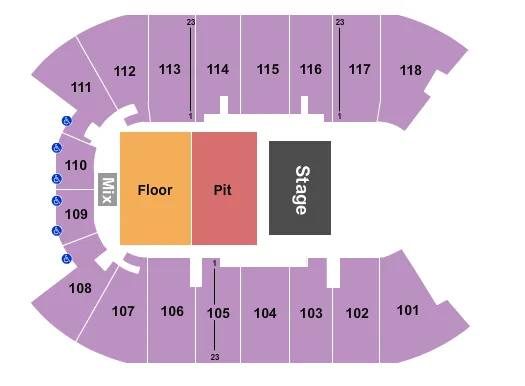 UBC DOUG MITCHELL THUNDERBIRD SPORTS CENTRE HALF HOUSE GA FLOOR Seating Map Seating Chart