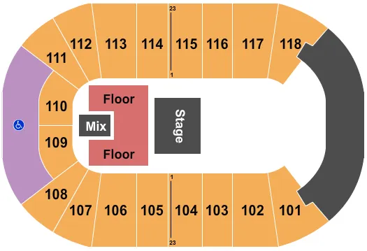 UBC DOUG MITCHELL THUNDERBIRD SPORTS CENTRE KIDZ BOP LIVE Seating Map Seating Chart