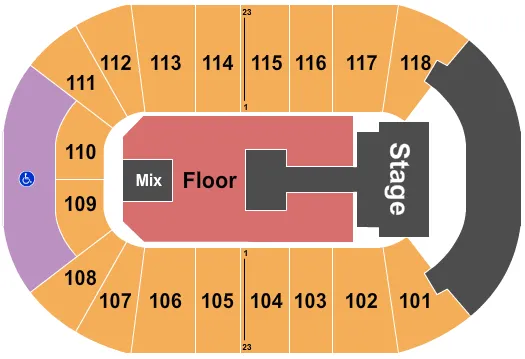 UBC DOUG MITCHELL THUNDERBIRD SPORTS CENTRE MONSTA X Seating Map Seating Chart