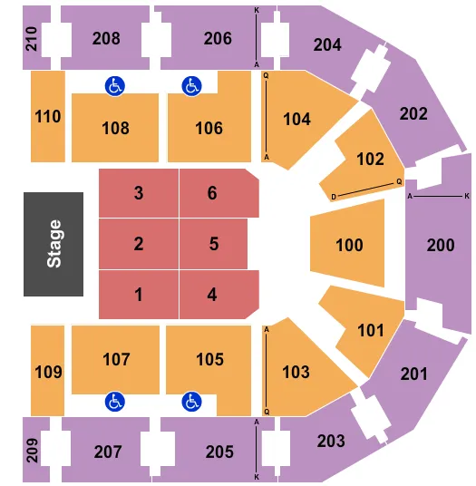 CHESAPEAKE EMPLOYERS INSURANCE ARENA END STAGE Seating Map Seating Chart