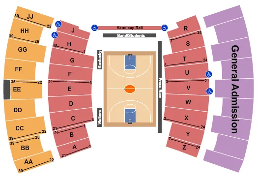 UNIVERSITY OF KENTUCKY MEMORIAL COLISEUM BASKETBALL Seating Map Seating Chart