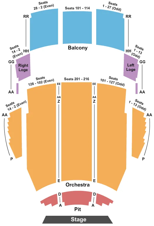 VETERANS MEMORIAL CIVIC CONVENTION CENTER END STAGE Seating Map Seating Chart