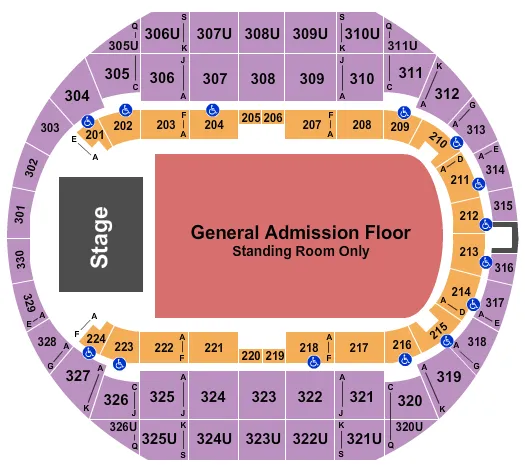 GODSMACK SHINEDOWN Seating Map Seating Chart