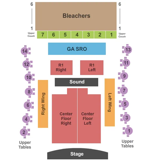 VOODOO LOUNGE AT HARRAHS KANSAS CITY END STAGE Seating Map Seating Chart