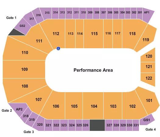 PERFORMANCE AREA Seating Map Seating Chart