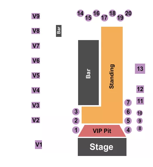 VIP PIT STANDING TABLES Seating Map Seating Chart