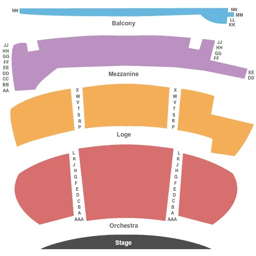 END STAGE Seating Map Seating Chart