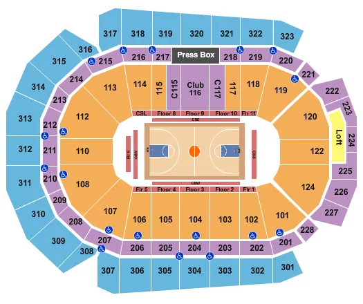 CASEYS CENTER BASKETBALL Seating Map Seating Chart