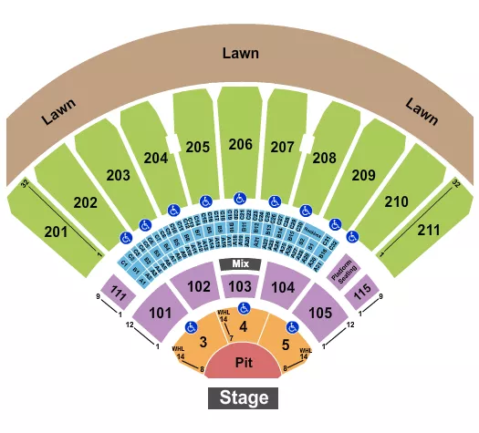 ENDSTAGE PIT NO RSVD LAWN Seating Map Seating Chart