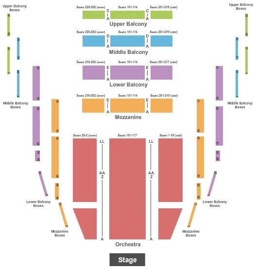END STAGE Seating Map Seating Chart