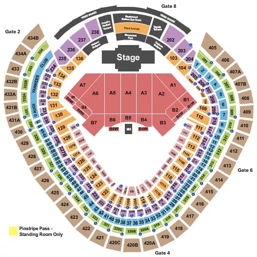 BILLY JOEL ROD STEWART Seating Map Seating Chart