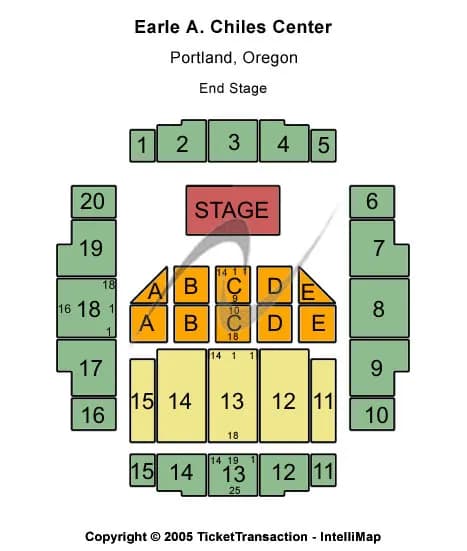 EARLE A CHILES CENTER END STAGE Seating Map Seating Chart