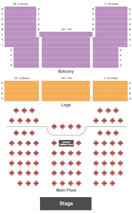 ADMIRAL THEATRE BREMERTON END STAGE Seating Map Seating Chart
