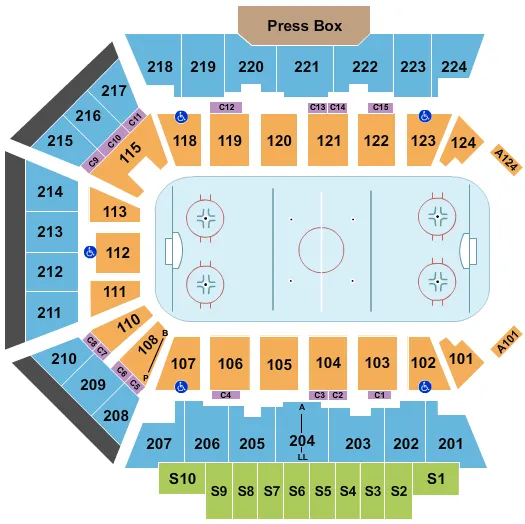 BMO CENTER ROCKFORD HOCKEY Seating Map Seating Chart