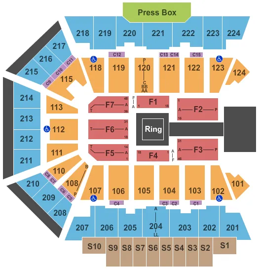 BMO CENTER ROCKFORD WWE Seating Map Seating Chart