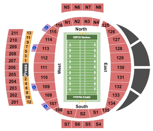  FOOTBALL Seating Map Seating Chart