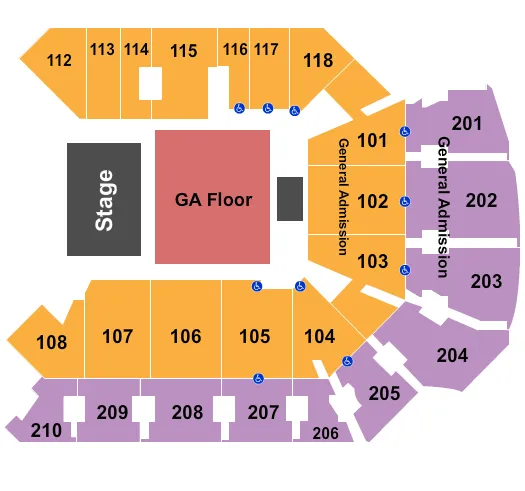  GENERAL ADMISSION Seating Map Seating Chart