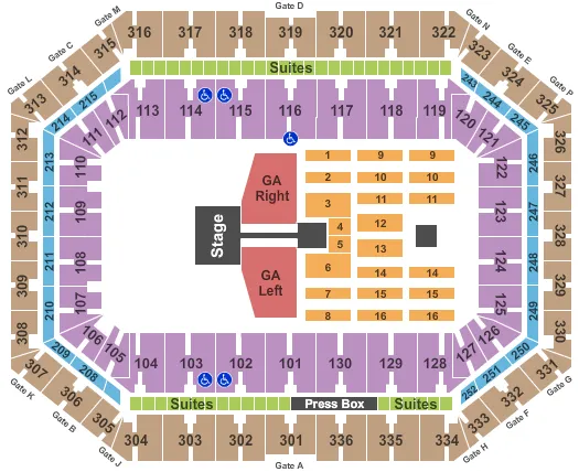 LUKE BRYAN Seating Map Seating Chart
