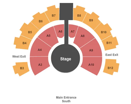 CELEBRITY THEATRE AZ HALF HOUSE A3A10 B3B12 Seating Map Seating Chart