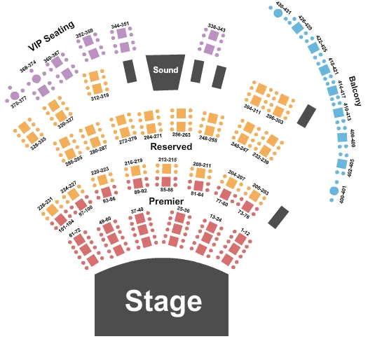 CITY WINERY NASHVILLE END STAGE Seating Map Seating Chart