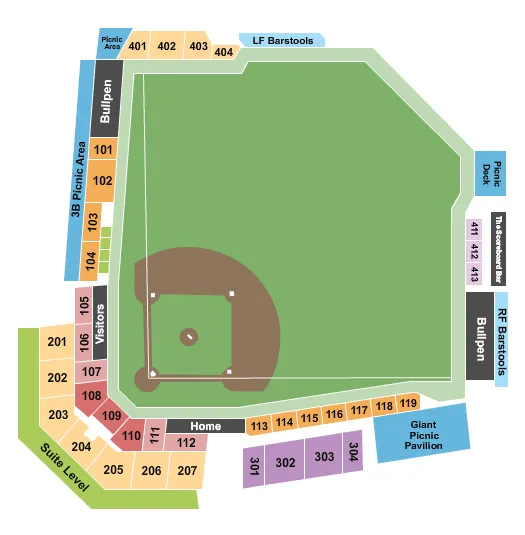  BASEBALL Seating Map Seating Chart