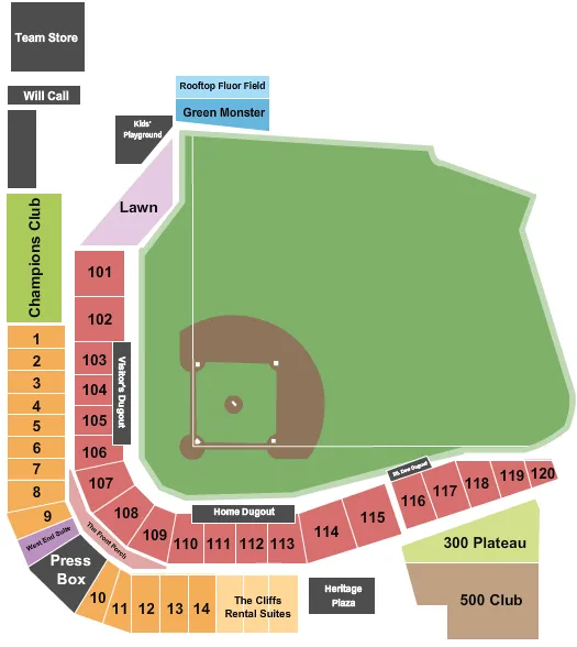  BASEBALL Seating Map Seating Chart