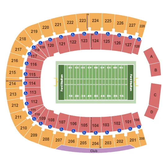 GERALD J FORD STADIUM FOOTBALL Seating Map Seating Chart